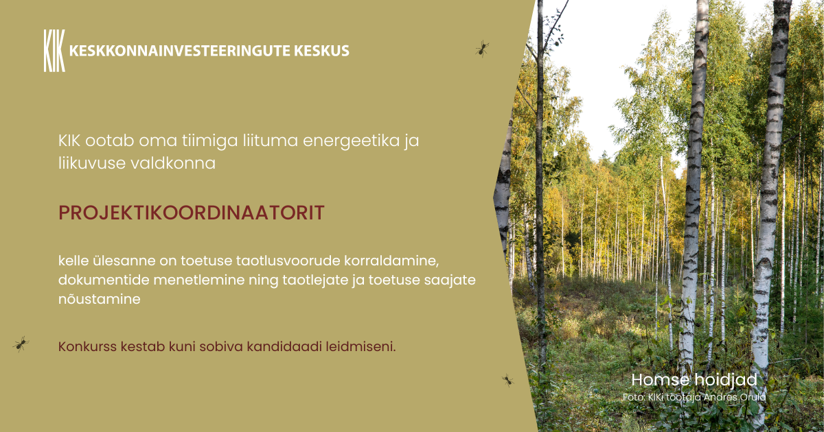 Energeetika ja liikuvuse projektikoordinaatori kuulutus